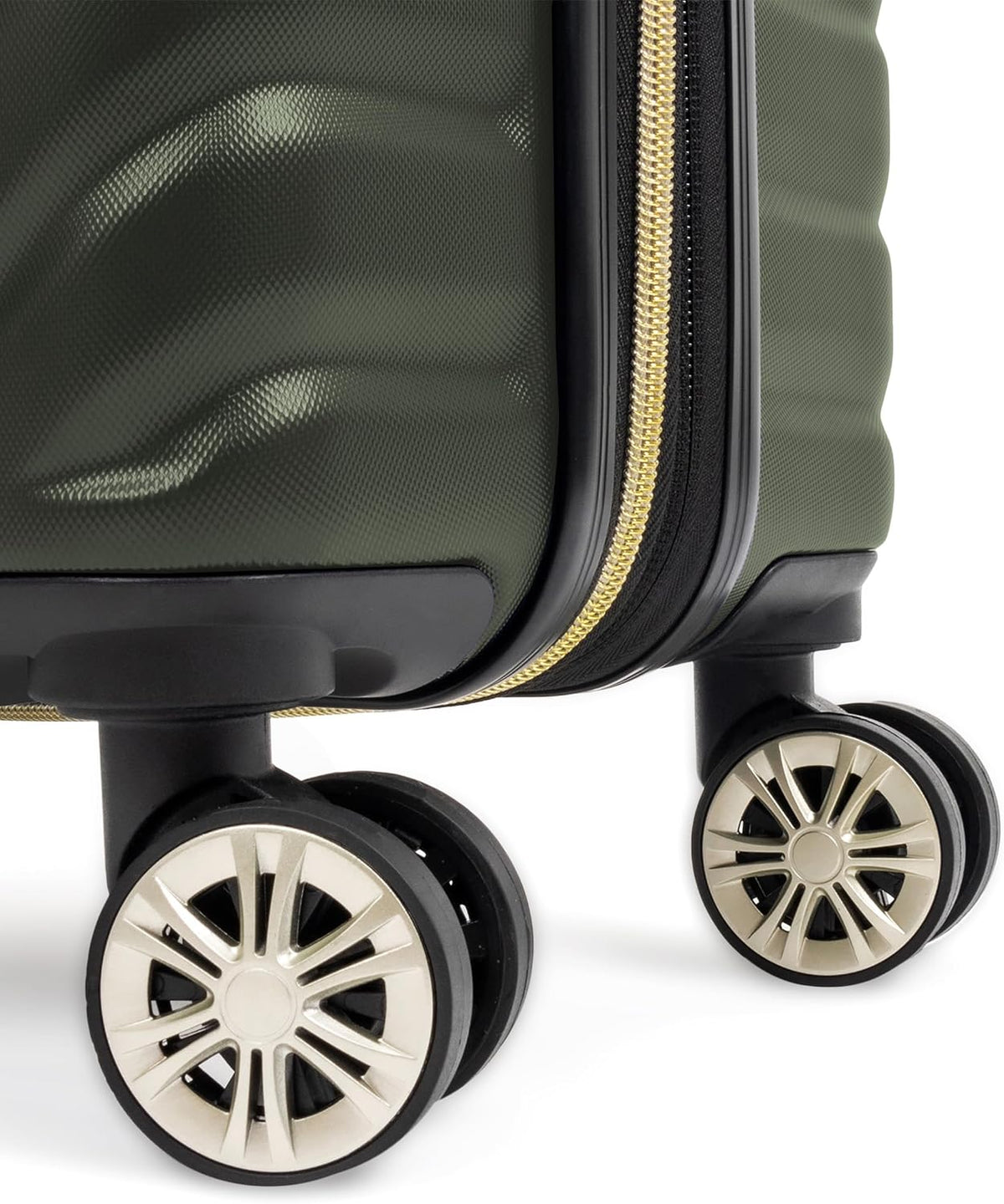 REACTION Madison Square Lightweight Hardside Chevron Expandable Spinner Luggage, Black, 2-Piece (20" Carry On + Tote)