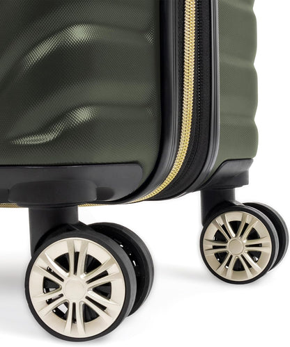 REACTION Madison Square Lightweight Hardside Chevron Expandable Spinner Luggage, Black, 2-Piece (20" Carry On + Tote)