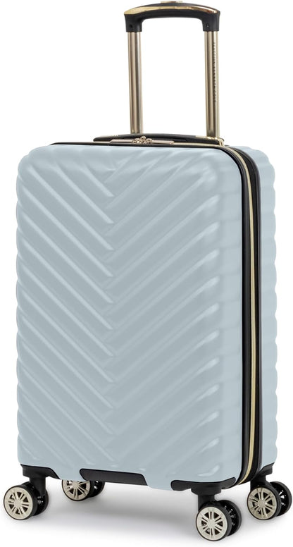 REACTION Madison Square Lightweight Hardside Chevron Expandable Spinner Luggage, Black, 2-Piece (20" Carry On + Tote)