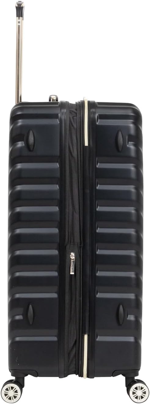 REACTION Madison Square Lightweight Hardside Chevron Expandable Spinner Luggage, Black, 2-Piece (20" Carry On + Tote)