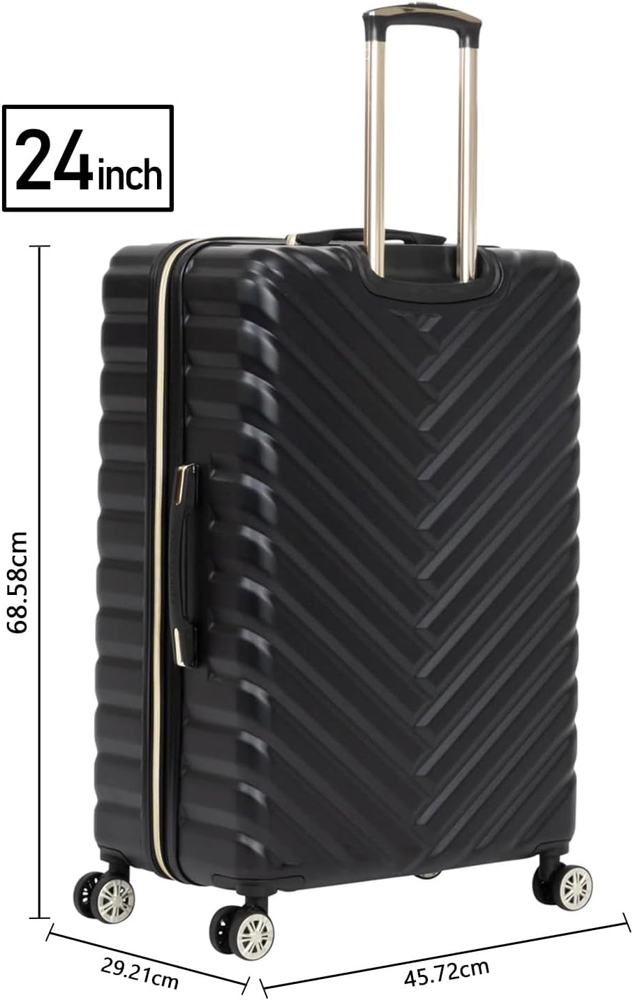 REACTION Madison Square Lightweight Hardside Chevron Expandable Spinner Luggage, Black, 2-Piece (20" Carry On + Tote)