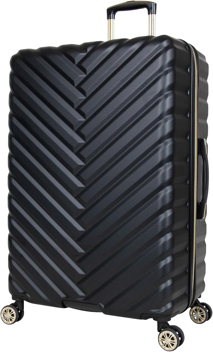 REACTION Madison Square Lightweight Hardside Chevron Expandable Spinner Luggage, Black, 2-Piece (20" Carry On + Tote)