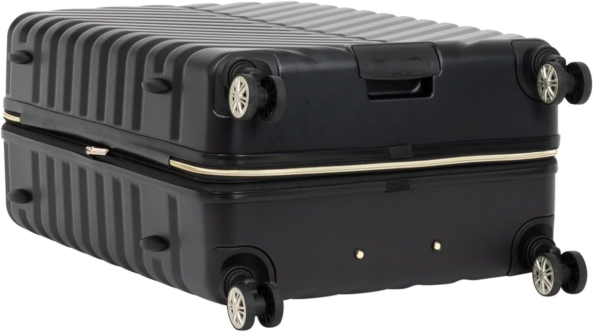 REACTION Madison Square Lightweight Hardside Chevron Expandable Spinner Luggage, Black, 2-Piece (20" Carry On + Tote)