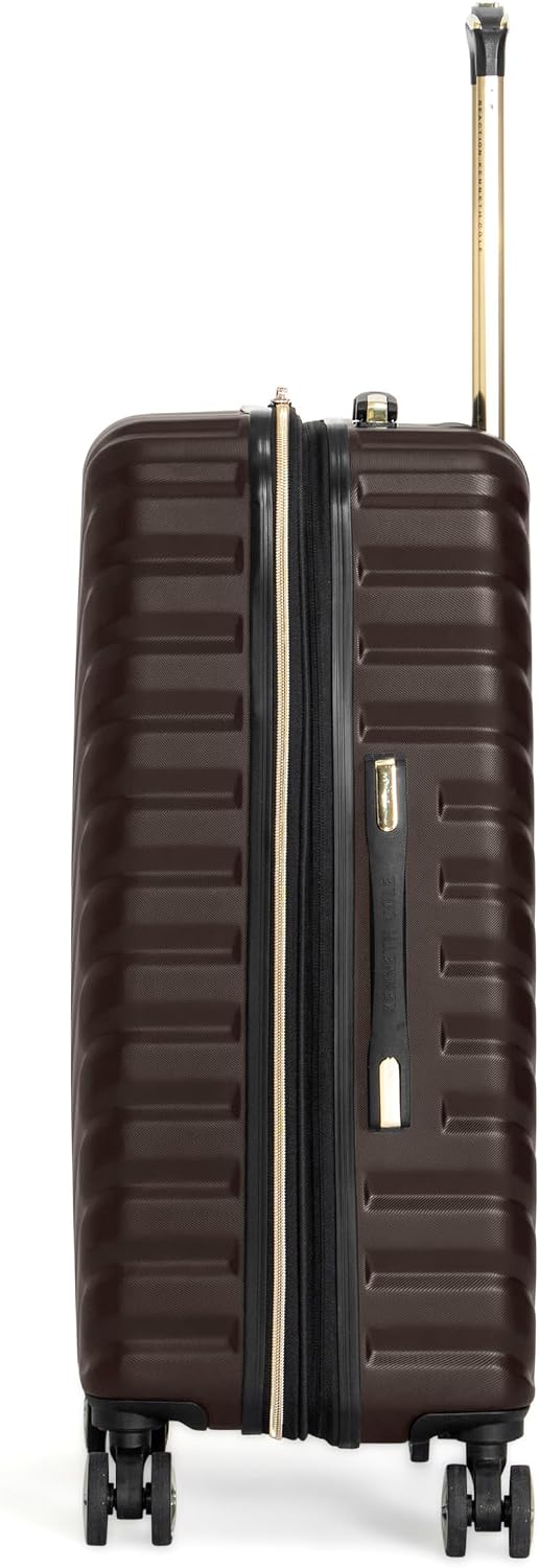 REACTION Madison Square Lightweight Hardside Chevron Expandable Spinner Luggage, Black, 2-Piece (20" Carry On + Tote)