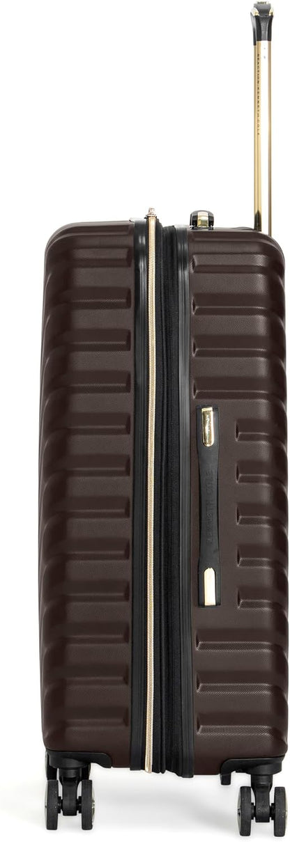 REACTION Madison Square Lightweight Hardside Chevron Expandable Spinner Luggage, Black, 2-Piece (20" Carry On + Tote)