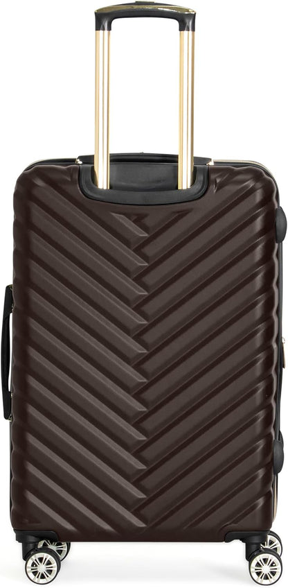 REACTION Madison Square Lightweight Hardside Chevron Expandable Spinner Luggage, Black, 2-Piece (20" Carry On + Tote)