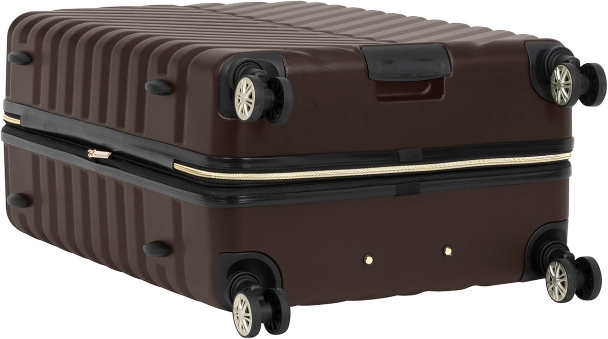 REACTION Madison Square Lightweight Hardside Chevron Expandable Spinner Luggage, Black, 2-Piece (20" Carry On + Tote)