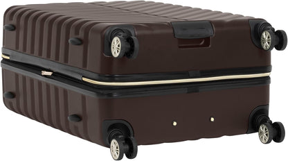 REACTION Madison Square Lightweight Hardside Chevron Expandable Spinner Luggage, Black, 2-Piece (20" Carry On + Tote)