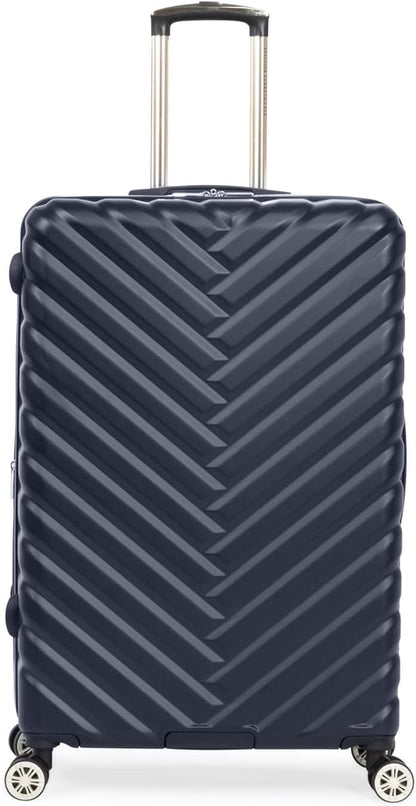 REACTION Madison Square Lightweight Hardside Chevron Expandable Spinner Luggage, Black, 2-Piece (20" Carry On + Tote)