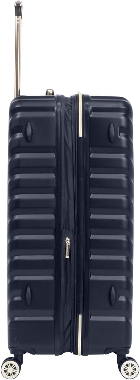 REACTION Madison Square Lightweight Hardside Chevron Expandable Spinner Luggage, Black, 2-Piece (20" Carry On + Tote)