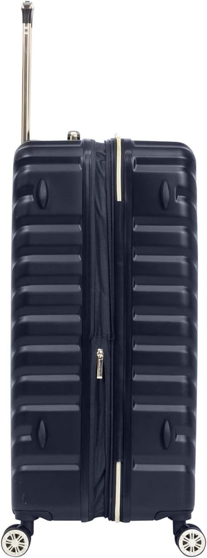 REACTION Madison Square Lightweight Hardside Chevron Expandable Spinner Luggage, Black, 2-Piece (20" Carry On + Tote)