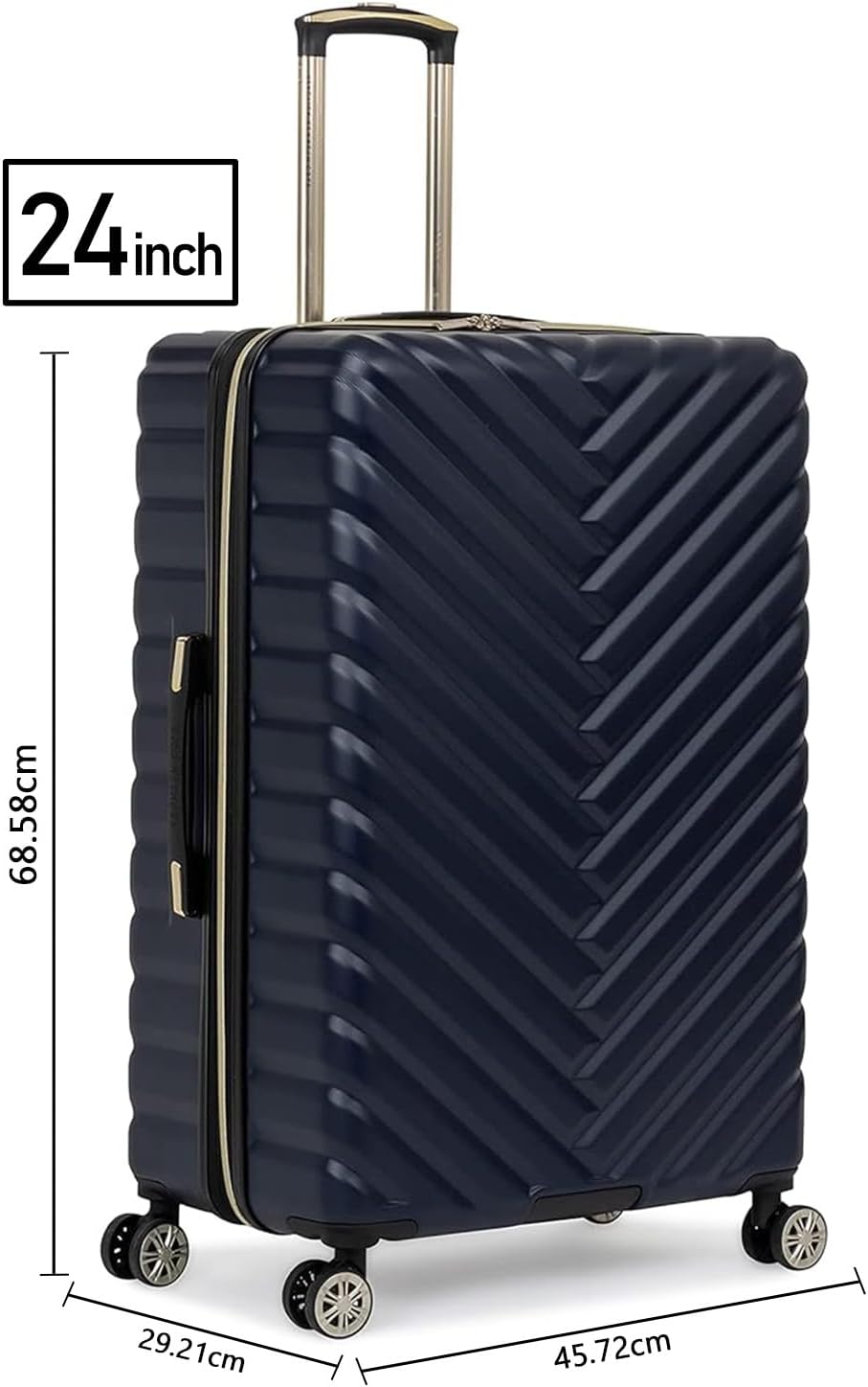 REACTION Madison Square Lightweight Hardside Chevron Expandable Spinner Luggage, Black, 2-Piece (20" Carry On + Tote)