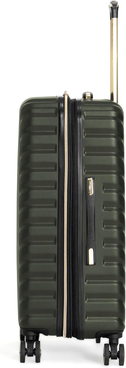 REACTION Madison Square Lightweight Hardside Chevron Expandable Spinner Luggage, Black, 2-Piece (20" Carry On + Tote)