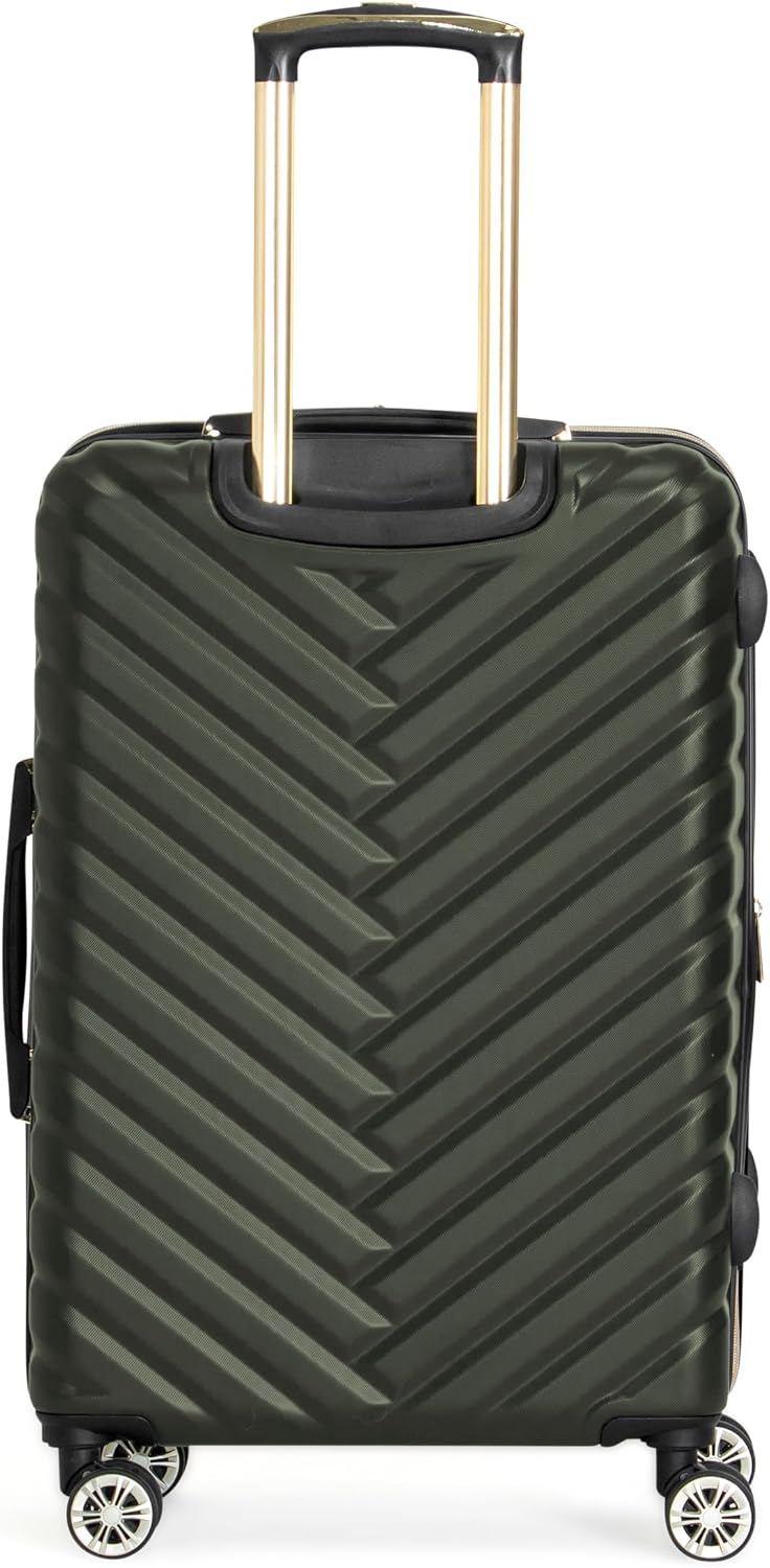 REACTION Madison Square Lightweight Hardside Chevron Expandable Spinner Luggage, Black, 2-Piece (20" Carry On + Tote)