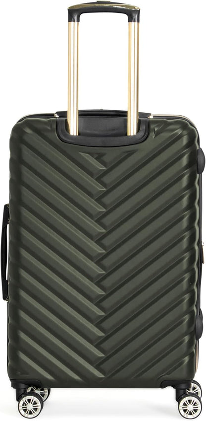 REACTION Madison Square Lightweight Hardside Chevron Expandable Spinner Luggage, Black, 2-Piece (20" Carry On + Tote)