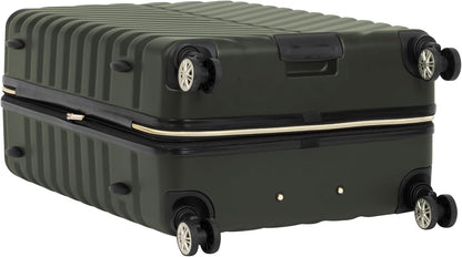 REACTION Madison Square Lightweight Hardside Chevron Expandable Spinner Luggage, Black, 2-Piece (20" Carry On + Tote)