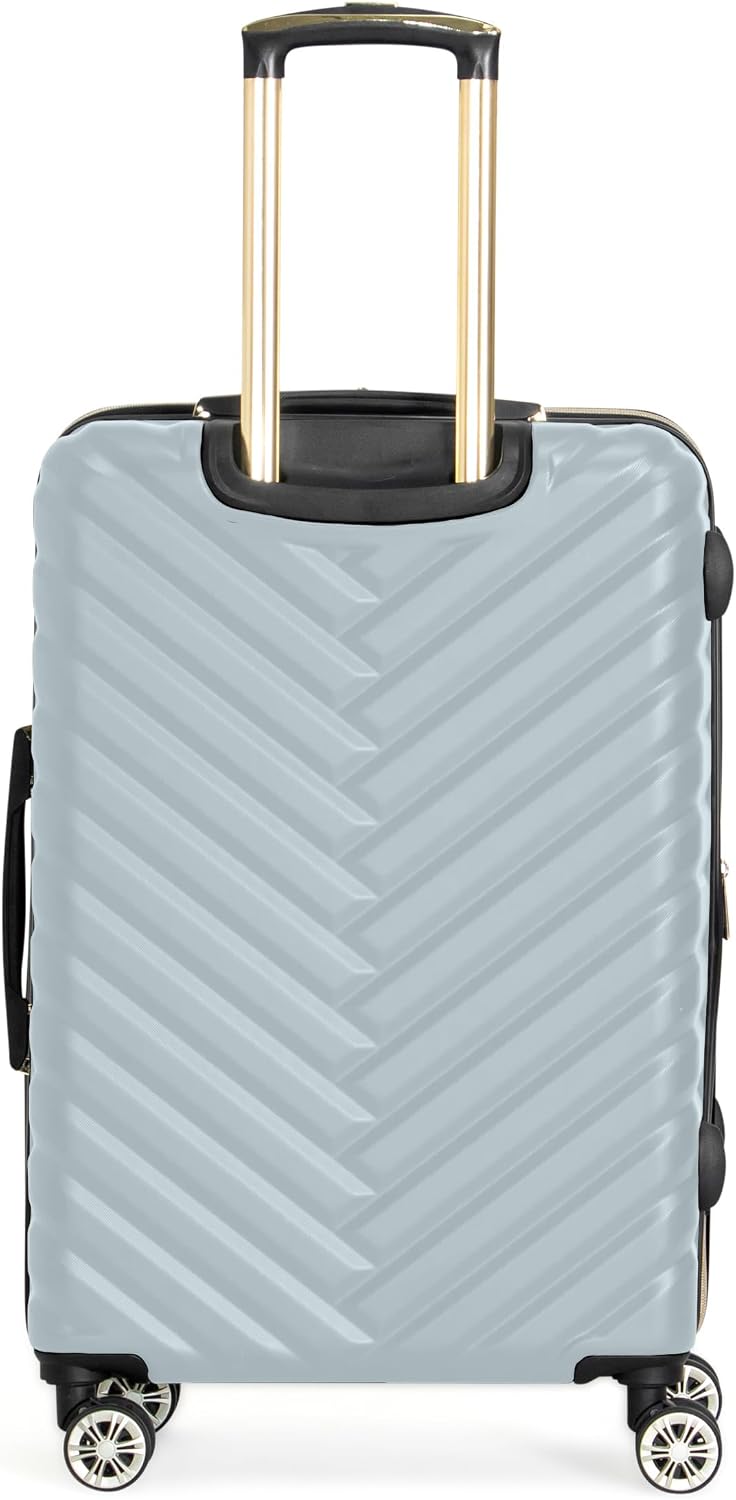 REACTION Madison Square Lightweight Hardside Chevron Expandable Spinner Luggage, Black, 2-Piece (20" Carry On + Tote)