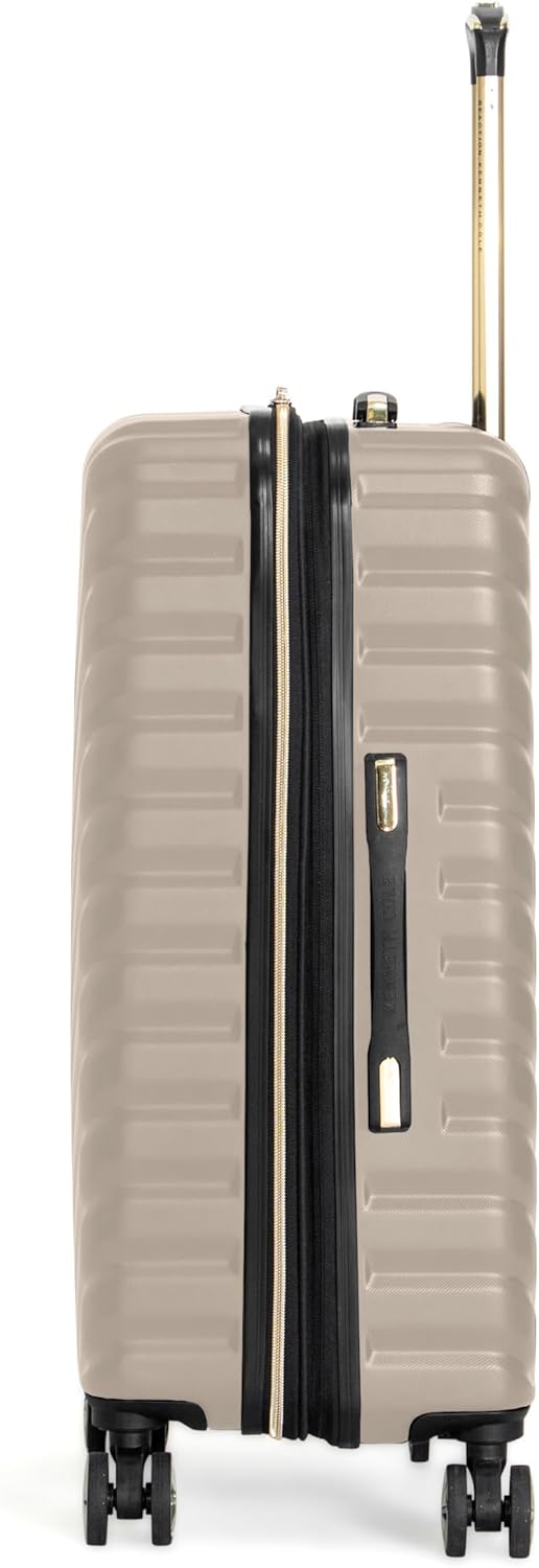 REACTION Madison Square Lightweight Hardside Chevron Expandable Spinner Luggage, Black, 2-Piece (20" Carry On + Tote)