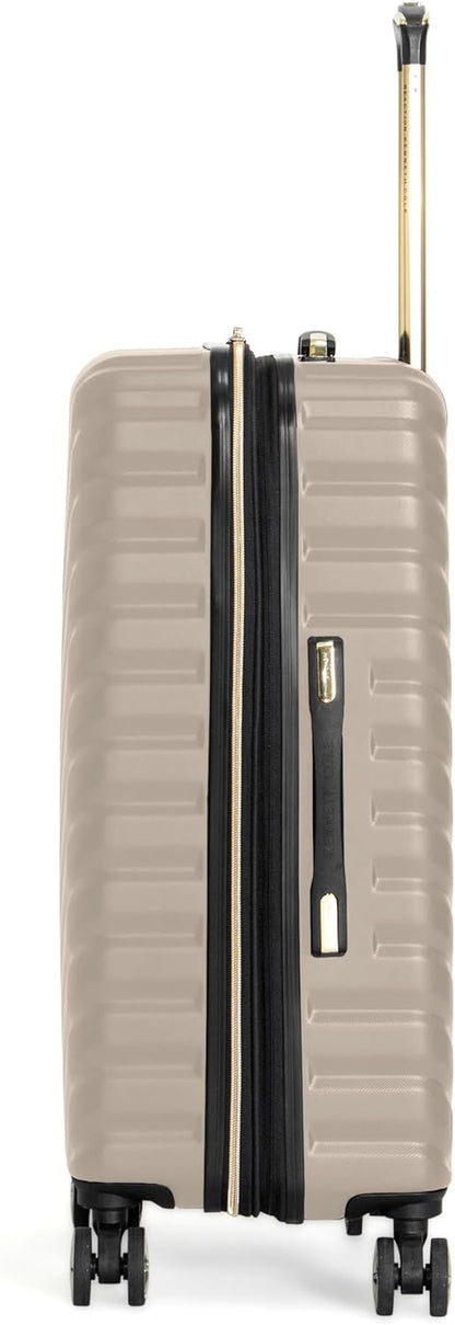 REACTION Madison Square Lightweight Hardside Chevron Expandable Spinner Luggage, Black, 2-Piece (20" Carry On + Tote)