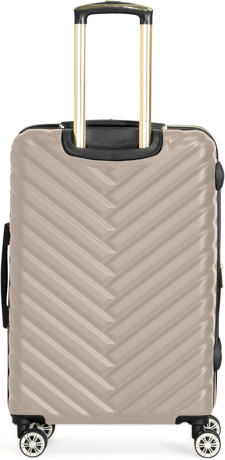 REACTION Madison Square Lightweight Hardside Chevron Expandable Spinner Luggage, Black, 2-Piece (20" Carry On + Tote)