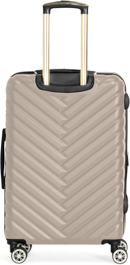 REACTION Madison Square Lightweight Hardside Chevron Expandable Spinner Luggage, Black, 2-Piece (20" Carry On + Tote)