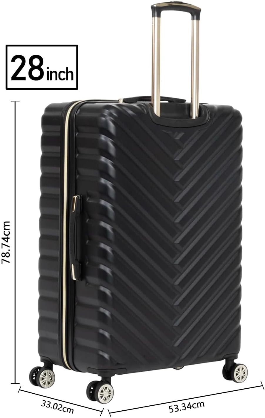 REACTION Madison Square Lightweight Hardside Chevron Expandable Spinner Luggage, Black, 2-Piece (20" Carry On + Tote)