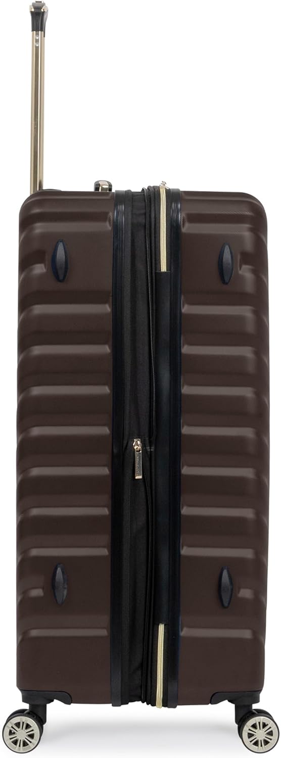 REACTION Madison Square Lightweight Hardside Chevron Expandable Spinner Luggage, Black, 2-Piece (20" Carry On + Tote)