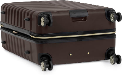 REACTION Madison Square Lightweight Hardside Chevron Expandable Spinner Luggage, Black, 2-Piece (20" Carry On + Tote)