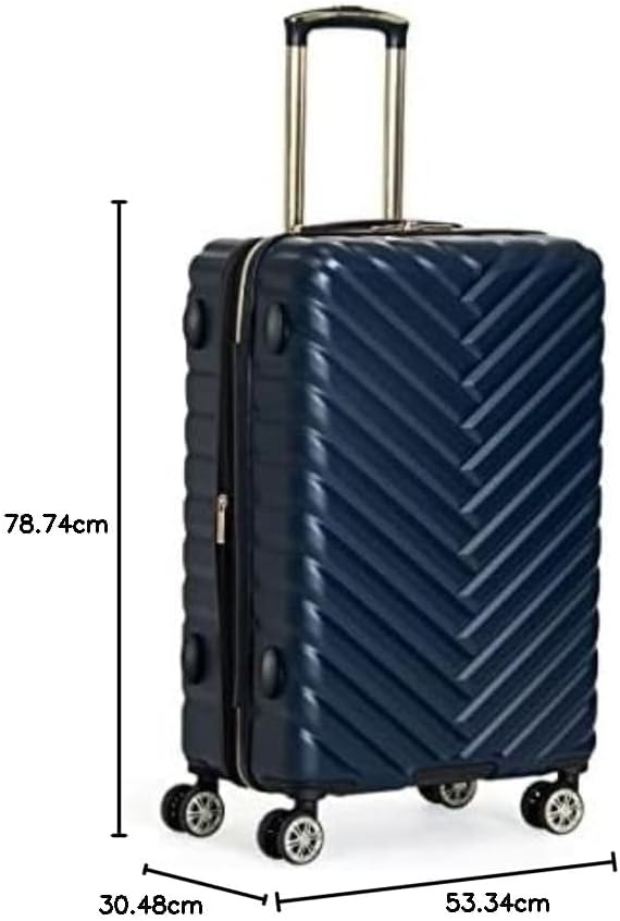 REACTION Madison Square Lightweight Hardside Chevron Expandable Spinner Luggage, Black, 2-Piece (20" Carry On + Tote)
