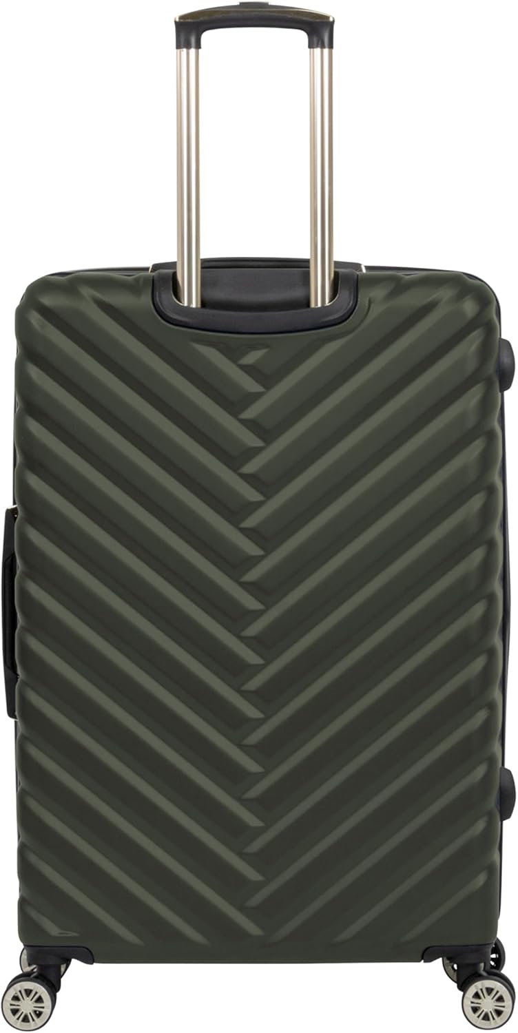 REACTION Madison Square Lightweight Hardside Chevron Expandable Spinner Luggage, Black, 2-Piece (20" Carry On + Tote)