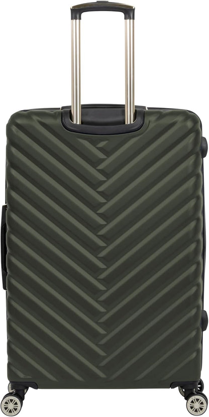 REACTION Madison Square Lightweight Hardside Chevron Expandable Spinner Luggage, Black, 2-Piece (20" Carry On + Tote)
