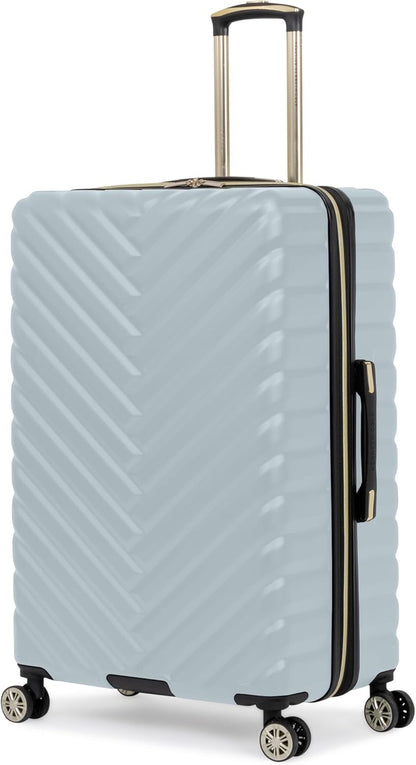 REACTION Madison Square Lightweight Hardside Chevron Expandable Spinner Luggage, Black, 2-Piece (20" Carry On + Tote)