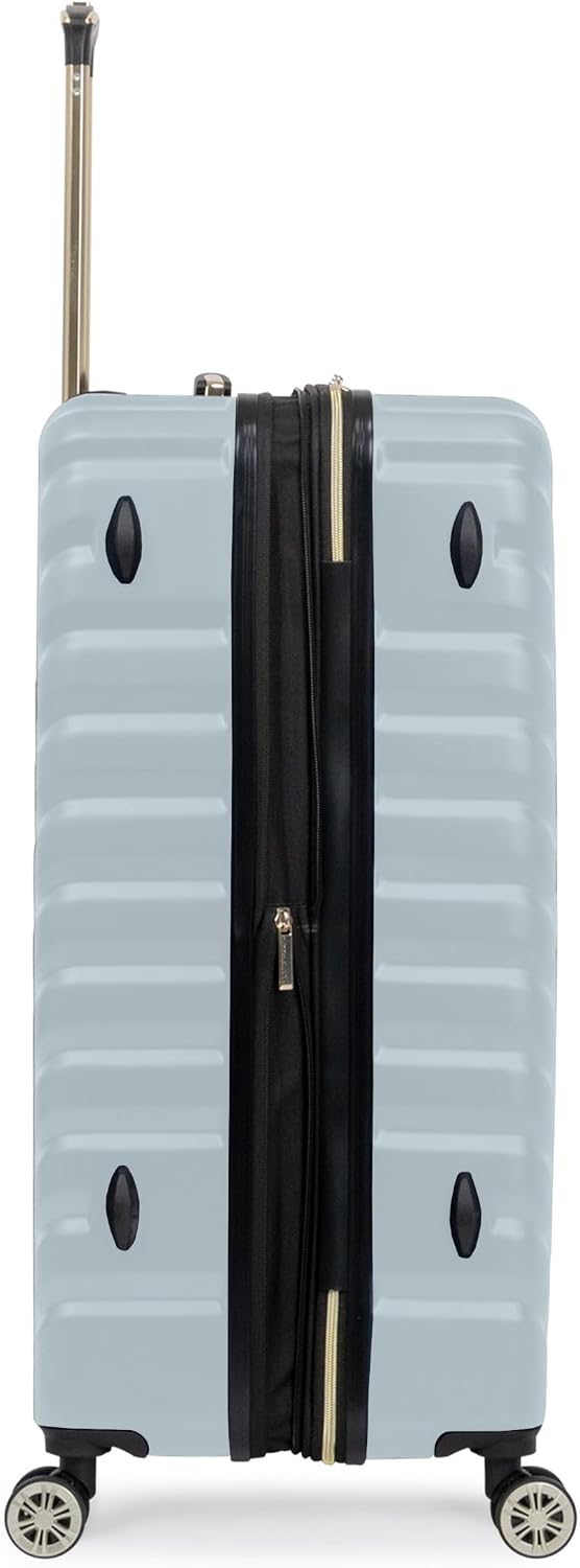 REACTION Madison Square Lightweight Hardside Chevron Expandable Spinner Luggage, Black, 2-Piece (20" Carry On + Tote)