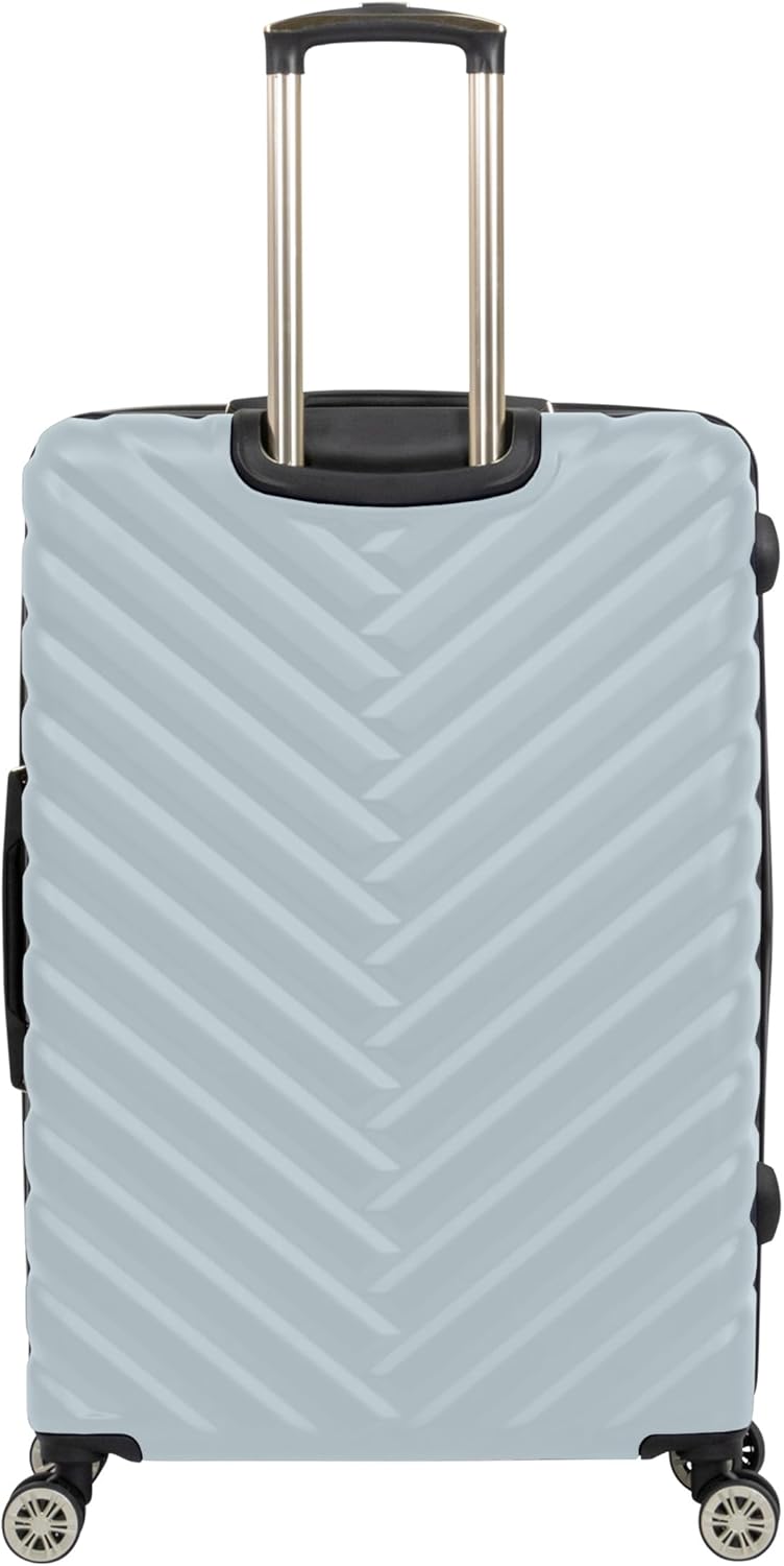 REACTION Madison Square Lightweight Hardside Chevron Expandable Spinner Luggage, Black, 2-Piece (20" Carry On + Tote)