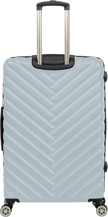 REACTION Madison Square Lightweight Hardside Chevron Expandable Spinner Luggage, Black, 2-Piece (20" Carry On + Tote)