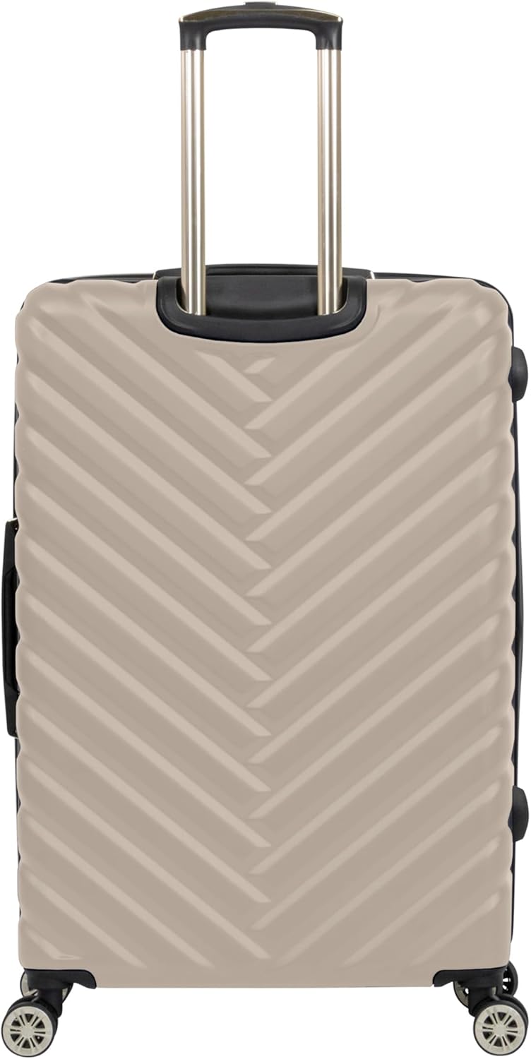 REACTION Madison Square Lightweight Hardside Chevron Expandable Spinner Luggage, Black, 2-Piece (20" Carry On + Tote)