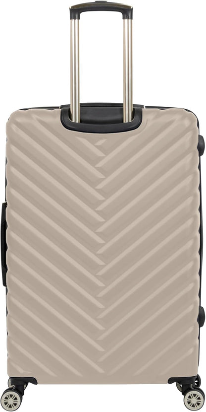 REACTION Madison Square Lightweight Hardside Chevron Expandable Spinner Luggage, Black, 2-Piece (20" Carry On + Tote)