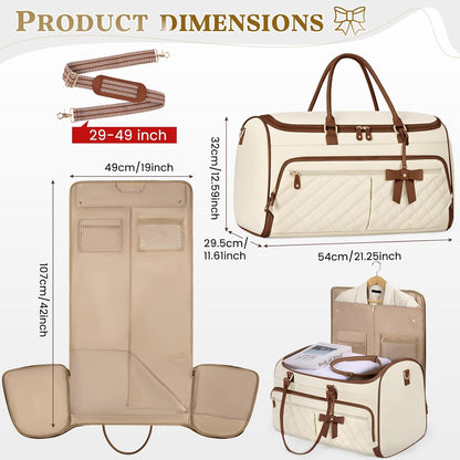 Garment Bags for Travel Women Convertible Garment Duffle Bag for Hanging Clothes, Large Carry On Garment Bag with Shoe Bag & Wet Pocket, Foldable Dress Suit Business Travel Weekender Bags