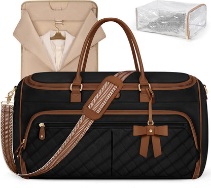 Garment Bags for Travel Women Convertible Garment Duffle Bag for Hanging Clothes, Large Carry On Garment Bag with Shoe Bag & Wet Pocket, Foldable Dress Suit Business Travel Weekender Bags