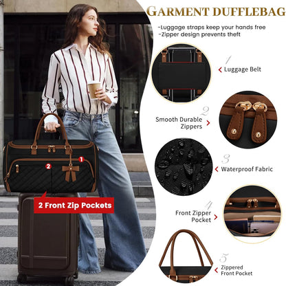 Garment Bags for Travel Women Convertible Garment Duffle Bag for Hanging Clothes, Large Carry On Garment Bag with Shoe Bag & Wet Pocket, Foldable Dress Suit Business Travel Weekender Bags