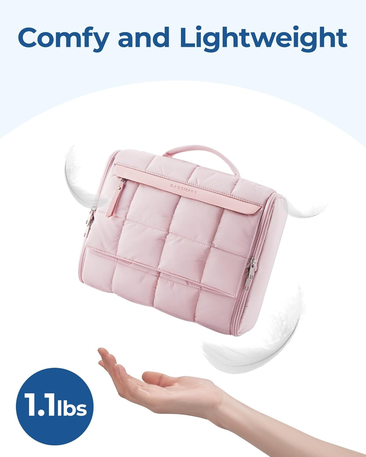 Travel Toiletry Bag, Extra Large Full-open Hanging Toiletry Bag for Women, Puffy Cosmetic Makeup Bag Organizer with Handle for Accessories, Essentials, Toiletries (Dark Pink)