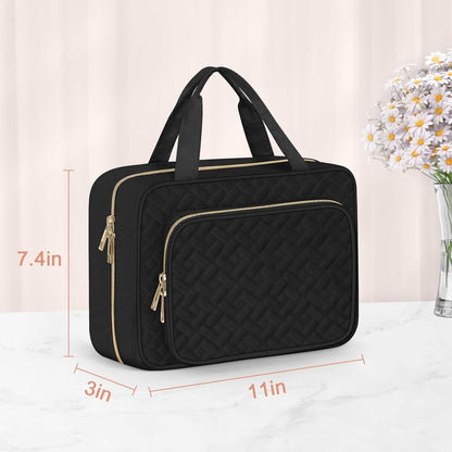 Toiletry Bag for Women, Hanging Travel Toiletry Bag with Jewelry Organizer Compartment Large Makeup Bag, PVC Waterproof Cosmetic Travel Bag for Travel Business Trips Camping Bathroom, Pink