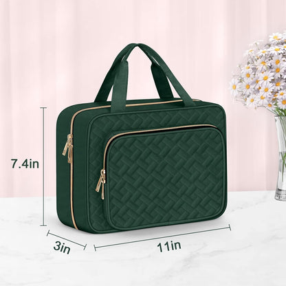 Toiletry Bag for Women, Hanging Travel Toiletry Bag with Jewelry Organizer Compartment Large Makeup Bag, PVC Waterproof Cosmetic Travel Bag for Travel Business Trips Camping Bathroom, Pink