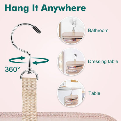 Toiletry Bag for Women, Hanging Travel Toiletry Bag with Jewelry Organizer Compartment Large Makeup Bag, PVC Waterproof Cosmetic Travel Bag for Travel Business Trips Camping Bathroom, Pink