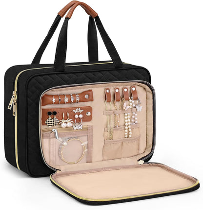 Toiletry Bag for Women, Hanging Travel Toiletry Bag with Jewelry Organizer Compartment Large Makeup Bag, PVC Waterproof Cosmetic Travel Bag for Travel Business Trips Camping Bathroom, Pink