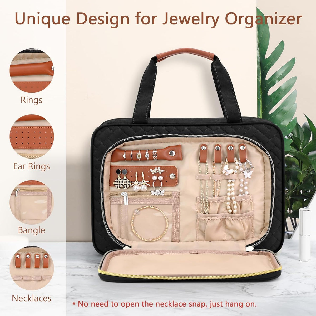 Toiletry Bag for Women, Hanging Travel Toiletry Bag with Jewelry Organizer Compartment Large Makeup Bag, PVC Waterproof Cosmetic Travel Bag for Travel Business Trips Camping Bathroom, Pink
