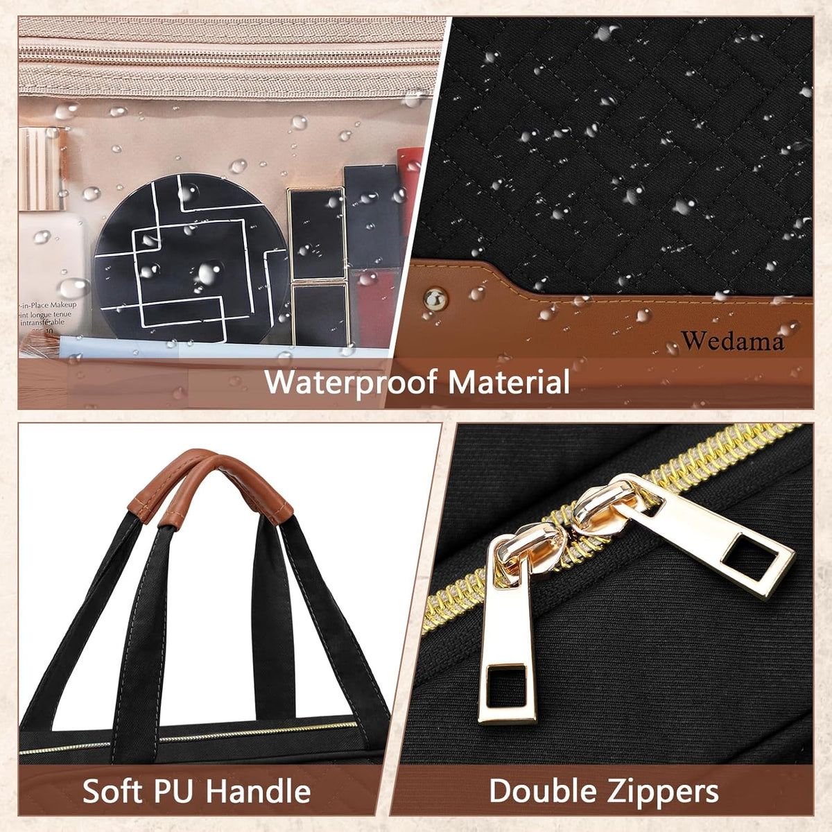 Toiletry Bag for Women, Hanging Travel Toiletry Bag with Jewelry Organizer Compartment Large Makeup Bag, PVC Waterproof Cosmetic Travel Bag for Travel Business Trips Camping Bathroom, Pink