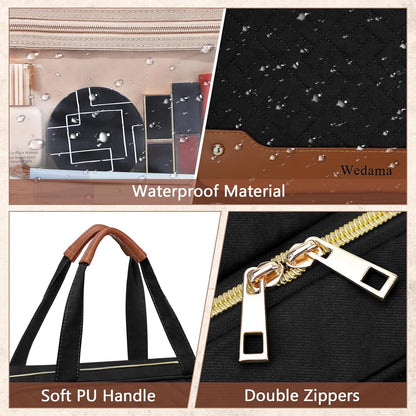 Toiletry Bag for Women, Hanging Travel Toiletry Bag with Jewelry Organizer Compartment Large Makeup Bag, PVC Waterproof Cosmetic Travel Bag for Travel Business Trips Camping Bathroom, Pink
