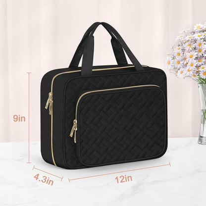 Toiletry Bag for Women, Hanging Travel Toiletry Bag with Jewelry Organizer Compartment Large Makeup Bag, PVC Waterproof Cosmetic Travel Bag for Travel Business Trips Camping Bathroom, Pink