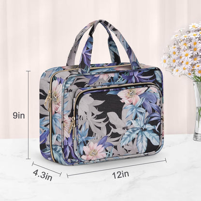 Toiletry Bag for Women, Hanging Travel Toiletry Bag with Jewelry Organizer Compartment Large Makeup Bag, PVC Waterproof Cosmetic Travel Bag for Travel Business Trips Camping Bathroom, Pink